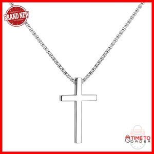 Pure Titanium Cross Necklace 3mm Rolo Chain 23.6" Unisex Gift